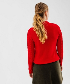 pull en maille torsadee avec boutons fantaisie femme - lulucastagnette rouge pullsF424601_3