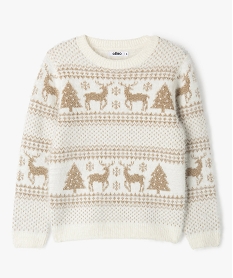 pull de noel a motifs scintillants fille beige pullsF425001_1