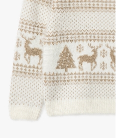 pull de noel a motifs scintillants fille beige pullsF425001_2