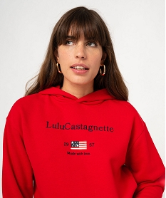 sweat a capuche avec broderie femme - lulucastagnette rouge sweatsF429601_2