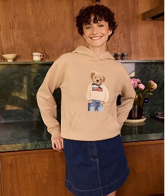 GEMO Sweat à capuche avec broderie femme - LuluCastagnette beige standard