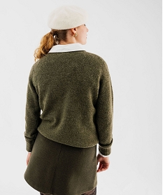 pull en maille avec inscriptions brodees femme - lulucastagnette kaki chine pullsF430301_3