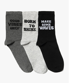 GEMO Chaussettes avec message sur la tige fille (lot de 3) gris standard