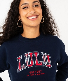 sweat a col amovible en molleton doux femme - lulucastagnette bleu sweatsF433801_4