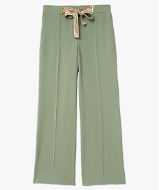 pantalon fluide coupe large avec ceinture a nouer femme vert standard pantalonsF434001_4