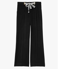 pantalon fluide coupe large avec ceinture a nouer femme noir standard pantalonsF434101_4