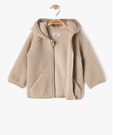 sweat zippe a capuche en maille sherpa bebe garcon brun sweatsF434601_2