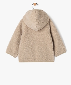 sweat zippe a capuche en maille sherpa bebe garcon brun sweatsF434601_4