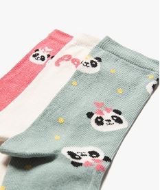 chaussettes hautes imprimees panda fille (lot de 3) rose chaussettesF436001_2