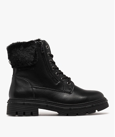 boots fourrees a lacets et zips femme noir standard bottines fourreesF437701_2
