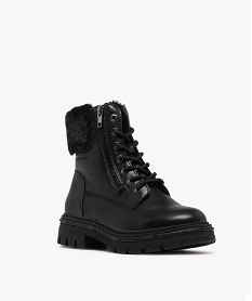 boots fourrees a lacets et zips femme noir standard bottines fourreesF437701_3