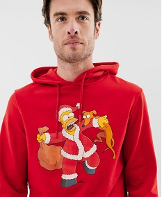 sweat de noel a capuche imprime homme - les simpsons rouge sweatsF438001_4