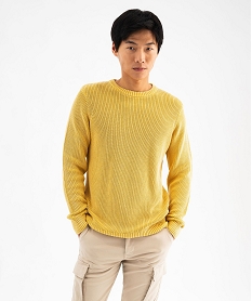 GEMO Pull en coton à maille côtelée homme jaune standard