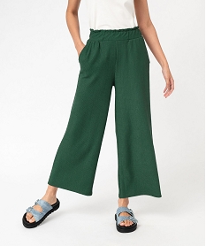 GEMO Pantacourt large en maille gaufrée femme Vert