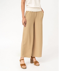 GEMO Pantacourt large en maille gaufrée femme Beige