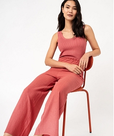 GEMO Pantacourt large en maille gaufrée femme Rose