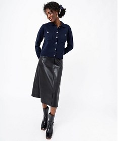 gilet avec col carre et boutons fantaisie femme bleu giletsF439501_4