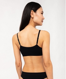 brassiere a fines bretelles en maille cotelee femme noir soutien gorge sans armaturesF440101_2