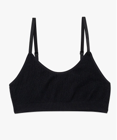 brassiere a fines bretelles en maille cotelee femme noir soutien gorge sans armaturesF440101_4