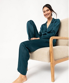GEMO Pyjama 2 pièces en satin femme bleu standard