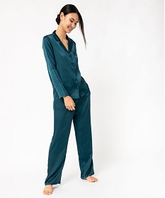pyjama 2 pieces en satin femme bleu pyjamas ensembles vestesF440201_2