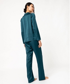 pyjama 2 pieces en satin femme bleu pyjamas ensembles vestesF440201_3