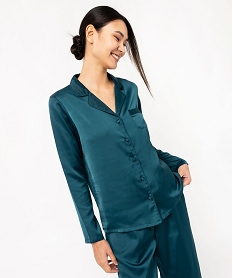 pyjama 2 pieces en satin femme bleu pyjamas ensembles vestesF440201_4
