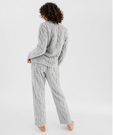 pyjama en maille peluche douillette femme gris pyjamas ensembles vestesF440301_3