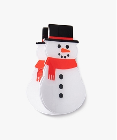 GEMO Pince crabe de Noël pour cheveux forme bonhomme de neige blanc standard