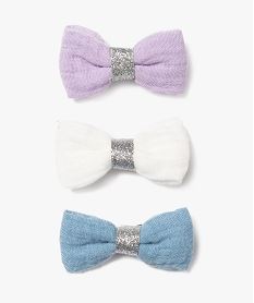 barrettes cheveux noeud papillon avec paillettes fille (lot de 3) multicoloreF445201_3