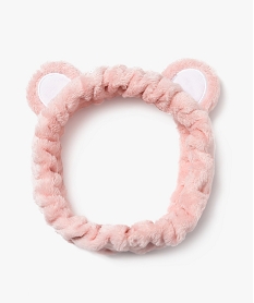 bandeau en maille peluche avec oreilles en relief fille rose standardF445601_3