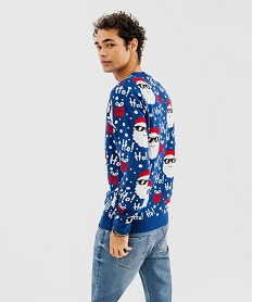 pull de noel motifs jacquard homme bleu pullsF446701_3
