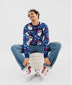 pull de noel motifs jacquard homme bleu pullsF446701_4