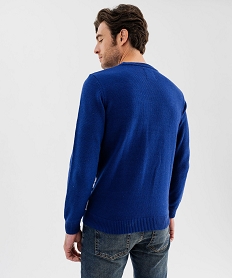 pull de noel imprime avec details lumineux homme bleu pullsF446801_3