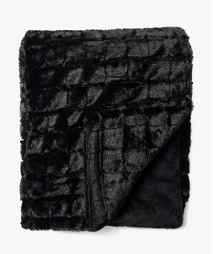 GEMO Plaid en maille peluche effet quadrillé 130x170 cm noir standard