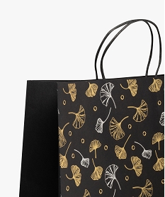 pochette cadeau reutilisable a motifs fleuris noir standardF453301_2