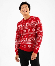 pull imprime special noel homme rouge pullsF455701_1