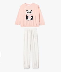 GEMO Pyjama en velours avec motif panda fille Rose