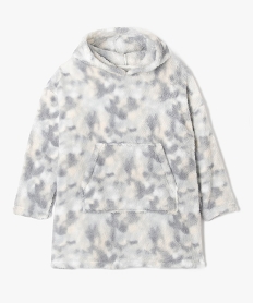 GEMO Veste d’intérieur à capuche en maille peluche fille Gris
