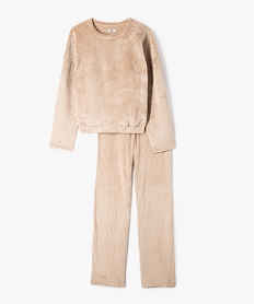 GEMO Pyjama en maille peluche et velours fille Brun