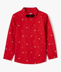 GEMO Chemise de Noël manches longues avec nœud papillon rouge standard