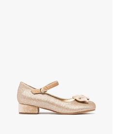GEMO Ballerines fille à petit talon suédé avec dessus pailleté et noeud fantaisie gold