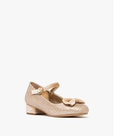 ballerines fille a petit talon suede avec dessus paillete et noeud fantaisie goldF458601_2