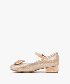 ballerines fille a petit talon suede avec dessus paillete et noeud fantaisie goldF458601_3