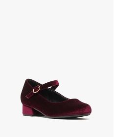 ballerines fille en suedine a talon carre et bride a boucle violet standardF458901_2