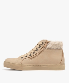 baskets femme mid-cut unies avec col fourre et a zip beige standard baskets et tennisF459201_3