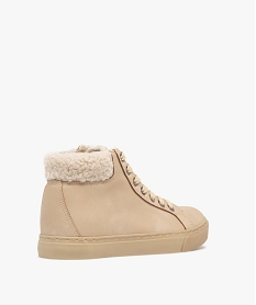 baskets femme mid-cut unies avec col fourre et a zip beige standard baskets et tennisF459201_4