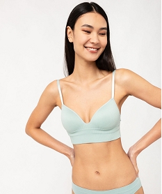 GEMO Brassière push-up en maille côtelée à fines bretelles vert standard