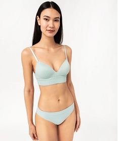 brassiere push-up en maille cotelee a fines bretelles vert soutien gorge avec armaturesF460301_3