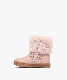 bottes bebe fille a col peluche et semelle epaisse rainuree details pailletes rose standard bottes et chaussures montantesF461401_3